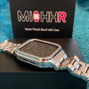 NIB MioHHR Stainless Steel Smart Watch Band with Case Rugged Men 1” Wide